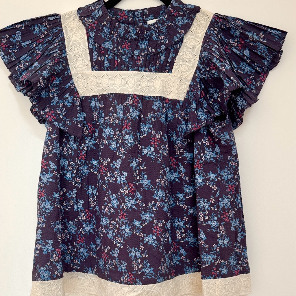 Sea New York Tilly Tank Flutter Slv Navy And Cream Floral Blouse